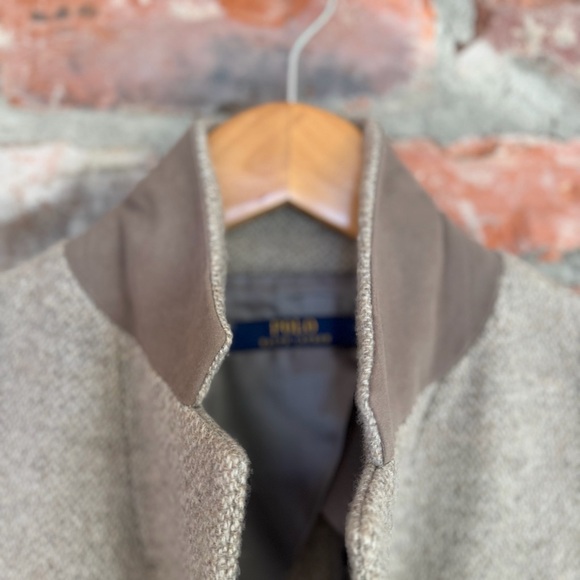 Polo Ralph Lauren Wool‎ Silk Blend Blazer Jacket Beige Tweed Size 12 - Picture 13 of 14